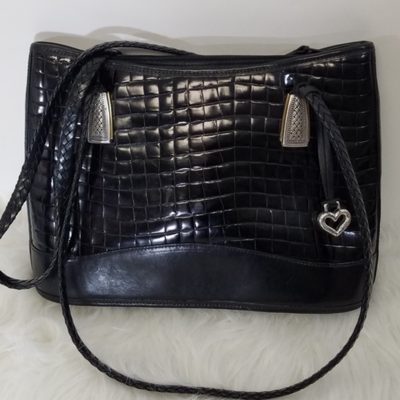 Brighton Bag Large Black Woven Braided Leather - Picture 14 of 16